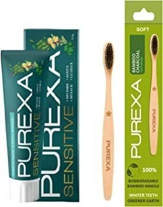 PUREXA One Sensitive Herbal Toothpaste One Bamboo Toothbrush