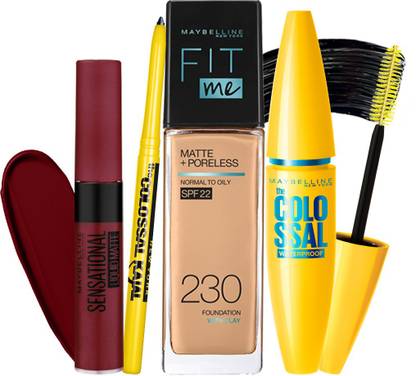 MAYBELLINE NEW YORK InstaWeddings Kit-FitMe Foundation230+Colossal Mascara& Kajal+SLM MadeEasy(47.35ml)