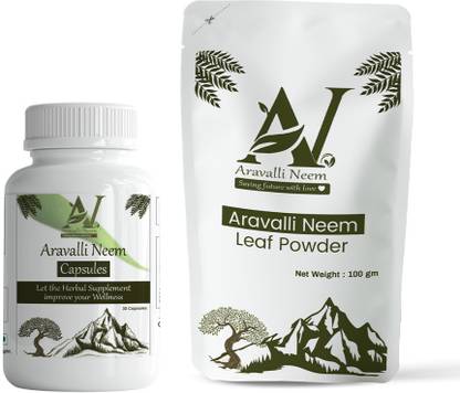 Aravalli Neem Combo Pack For Pimple free And Bright Skin| Neem Powder 100g & Neem Capsule 30caps