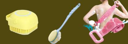 BZILO COMBO Silicone Body Scrubber Belt, TWO IN ONE LOOFAH BRUSH AND Body ScrubberFL29