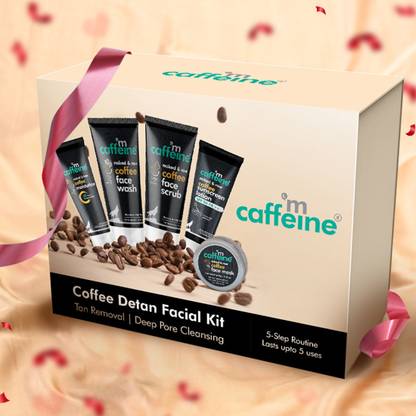 mCaffeine Coffee Detan Facial | Travel Size - Wash, Scrub, Mask, Moisturizer & Sunscreen