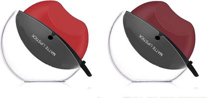 kirdeep Red & Maroon Colour shape Design Matte Finish Lipsticks For Women,7 gm