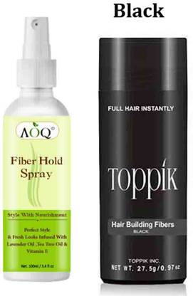 toppik Hair Fibers For Regrowth, Instant Styling Natural Black & Fiber Hold Spray