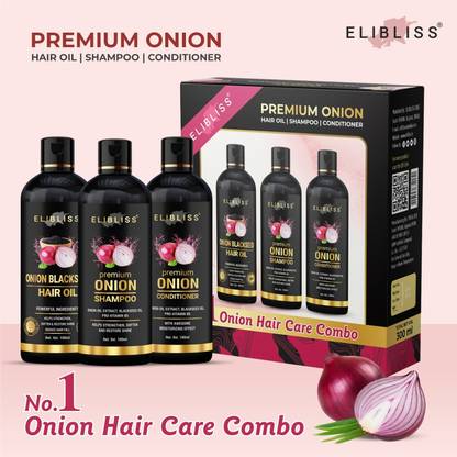 ELIBLISS Black Seed Onion Hair Oil-Premium Shampoo-Premium Conditioner Combo Kit