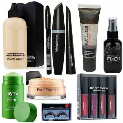 Jus’Be U HD Waterproof Longlasting Foundation, 3in1 Mattifying Primer, Fixer, Mask Stick, Face Powder, 4in1 Matte Lipstick, Eyelash