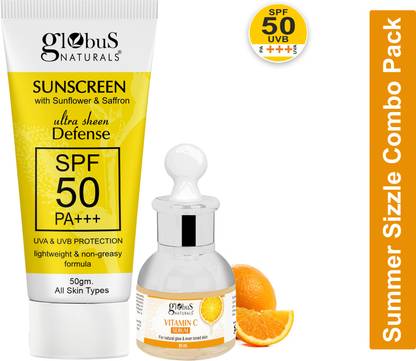 Globus Naturals Summer Sizzle - Sunscreen 50 gm & Vitamin C Face Serum 30 ml