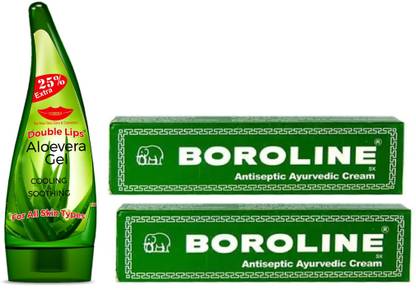 BOROLINE ANTISEPTIC CREAM PACK OF 2 WITH WINTER MULTIPURPOSE USE ALOEVERA GEL 125 ML