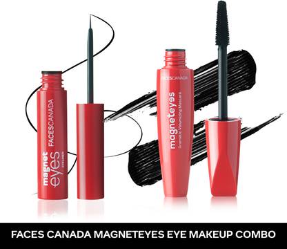 FACES CANADA Magneteyes Eye Makeup Combo - Black Eyeliner (3.5ml) and Dramatic Volumizing Black Mascara (9.5 ml)