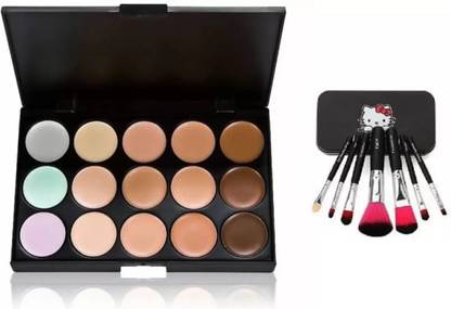 Dhanmann 15 Colors Contour Concealer Palette + Makeup Brush Set With Storage Box