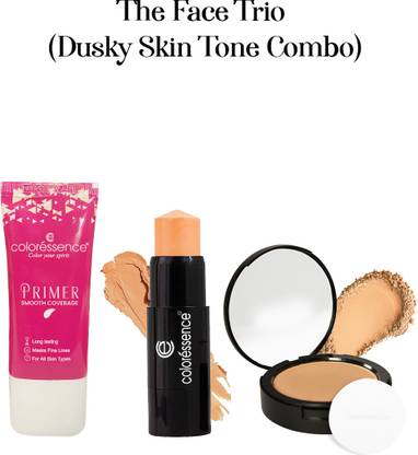 COLORESSENCE Face Kit (Combo of 3) for Dusky Skin Tone - Primer, Panstick & Compact