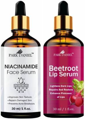 PARK DANIEL Niacinamide Face Brightening Serum & Beetroot Lip Serum (Inhance Pinkness of Lips) - Combo Pack (Each, 30ml)