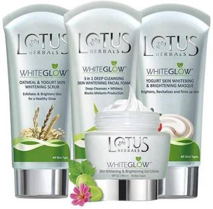 LOTUS Herbals The Whitening Glow Kit ( Facial Foam 100gm+ Masque 80gm + Scrub 100gm + Gel Cream _60g )