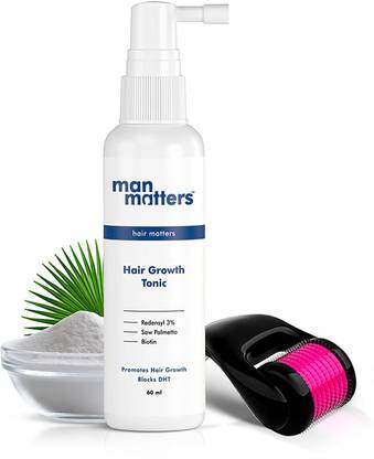 Man Matters 3% Redensyl Hair Growth Tonic (60ml) & Derma Roller (0.5mm Titanium Needles)