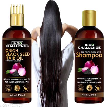 INDO CHALLENGE Onion Shampoo & Oil to Wet Hair
