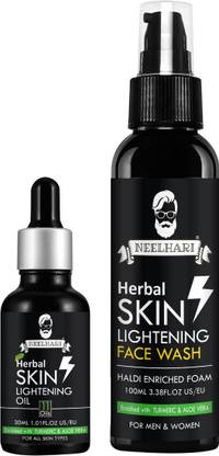NEELHARI Herbal Skin Lightening Oil & Haldi Enriched Face Wash- Combo Pack (2 Items in the set)