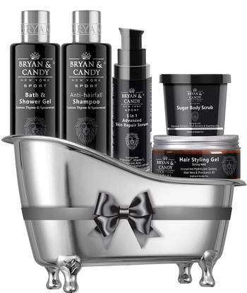Bryan & Candy New York Lion Series Face Care Bath Tub Gift For Men, Men Combo For Complete Home Spa Experience