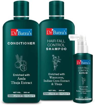 Dr Batra's Hair Fall Control Shampoo 200ml, Conditioner 200 ml and Hair Fall Control Serum 125 ml ( Men and Women)