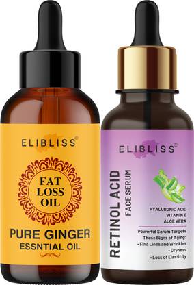 ELIBLISS Belly Fat Reduction Oil and Retinol Face Serum for Skin Plumping, Boost Collagen
