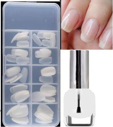 tanvi27 Clear transparent shiny gel nail polish with nail tips