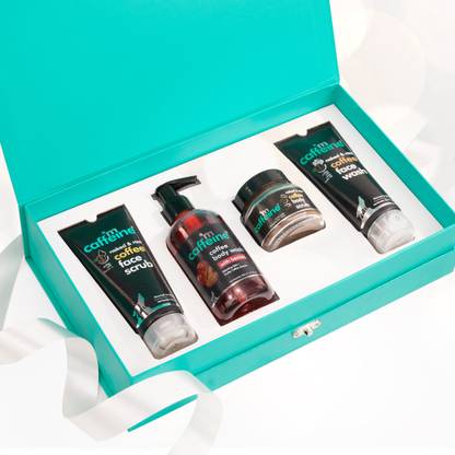 mCaffeine Shower Temptations Luxury Gift kit|Face Wash, Body Wash, Body Scrub, Face Scrub