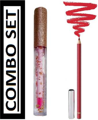 PRILORA ALL LIPS TYPE LIP GLOSS WITH RED LIP LINER PENCIL LONG LASTING USING PACK OF 2