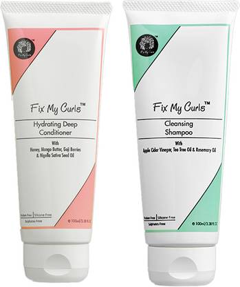 Fix My Curls Cleansing Shampoo with Hydrating Deep Conditioner for Curly and Wavy Hair 100 G Each