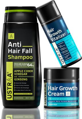 USTRAA Hair Growth Kit ( Hair Growth Vitalizer, Cream & Anti Hairfall Shampoo)