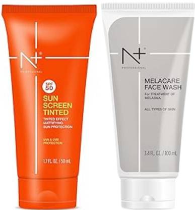 N PLUS PROFESSIONAL Sun Screen Tinted SPF 50 with Tinted Effect, + Face Wash