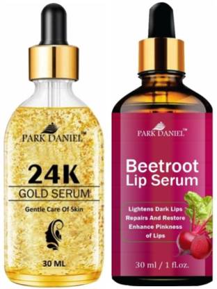 PARK DANIEL 24k Gold Face Serum & Beetroot Lip Serum (Inhance Pinkness of Lips) - Combo Pack (Each, 30ml)