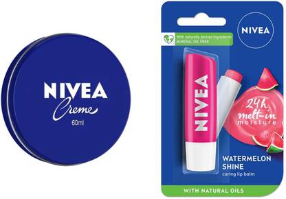 NIVEA Blue Cream 60ml and Watermelon Shine Lip Balm