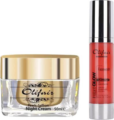 Olifair Night Skincare Routine Combo (Night Cream and Vitamin C Facewash) 100ml