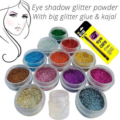 vizo Sensational modern multicolour eye shadow glitter powder with glue & Kajal