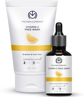 THE MAN COMPANY Ultimate Vitamin C Face Care Kit with Face Wash & Face Serum | Boost Collagen | Glowing & Brightening Skin | Soft & Supple