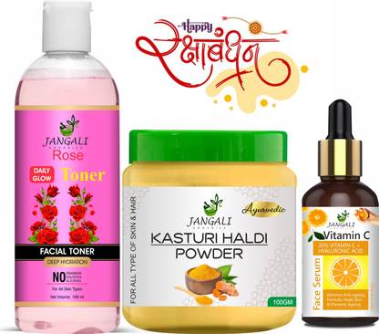 Pure Jangali Organics Haldi Powder For Face Glowing And Brightening Skin Care Powder Rose Water (100 g)