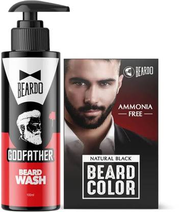 BEARDO Natural Black Beard Color for Men 60ml With Godfather Beard Wash , Natural Black