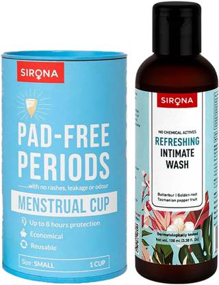 SIRONA Cup, Small (1 Pcs) with Refreshing Intimate Wash (100 ml)