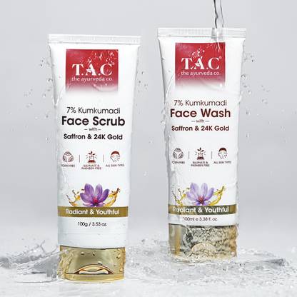 TAC - The Ayurveda Co. Kumkumadi Combo: 7% Face Scrub & 7% Face Wash (200ml))