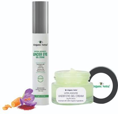 Organic Netra Ultra Ageless Under Eye Gel Cream 15g & Natural Radiance Under Eye Roll-On Gel Cream 15g