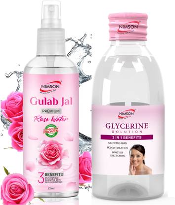 Nimson Glycerine (200 ml) with Rose water (100 ml) for radiant skin for Men and Women