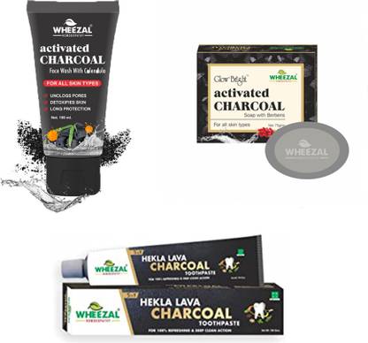 WHEEZAL Charcoal Combo of Facewash, Soap and Toothpaste