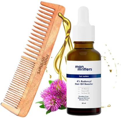Man Matters 4% Redensyl Hair Oil Booster 30 ml & Scalp Stimulating Comb | Boosts Hair Growth