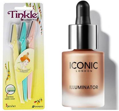 INDIANA HUDA ORIGINAL(Champagne Shimmer)Iconic illuminator highlighter AND Tinkle Razor for Face|Eyebrow Razor | Painless Facial Hair Remover