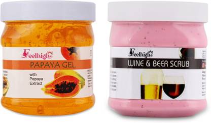 feelhigh Face & Body Papaya Gel 500ml And Wine and Beer Scrub 500ml -Skin care Products