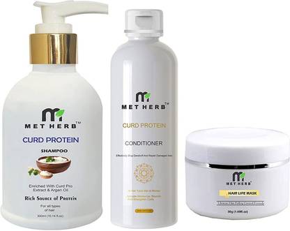 Metherb Curd Shampoo 300ml & Curd Protein Conditioner -200ml & Hair life mask -50g (combo pack)