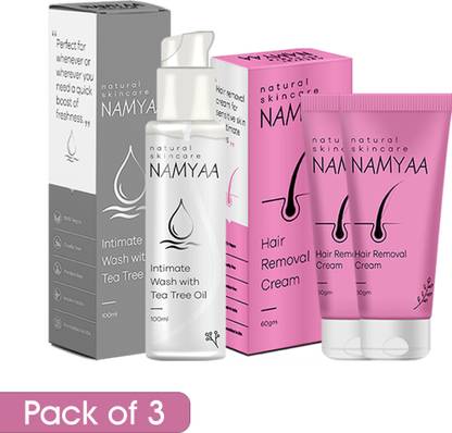 Namyaa Intimate Hygiene Combo - Tea Tree Hygiene Wash 100ml & Hair Removing Cream 120gm