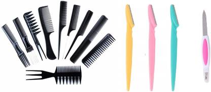 Lusty soul 10PCS Hair Styling Comb with Women's Facial Razors Instant & Painless Hair Removal & Nail Buffers and Filers Block Nail Care Kit