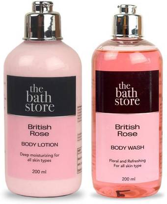 The Bath Store British Rose Body Lotion & British Rose Body Wash Combo - 200ml Each
