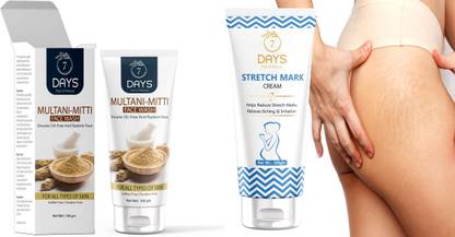 7 Days 100 ml Multani Mitti Face Wash, 100gm Stretch Marks Scar removal cream