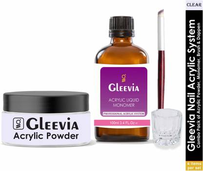 Gleevia Nail Acrylic Powder Clear | Nail Acrylic Kit for Crystal Tip Building Combo Pack