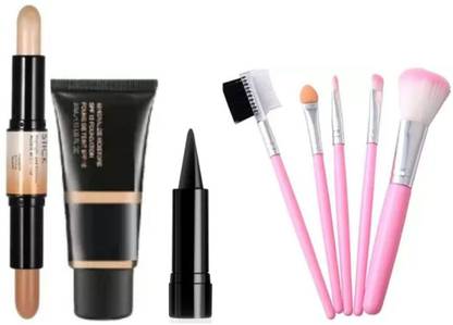lately Highlight and Contour with foundation kajal & makeup brush